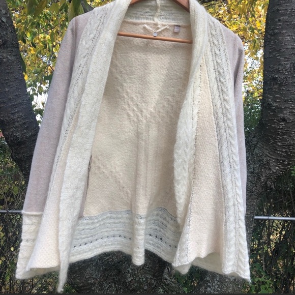 Anthropologie Wool and Mohair Lace Knit Sweater Cardigan - Picture 3 of 8